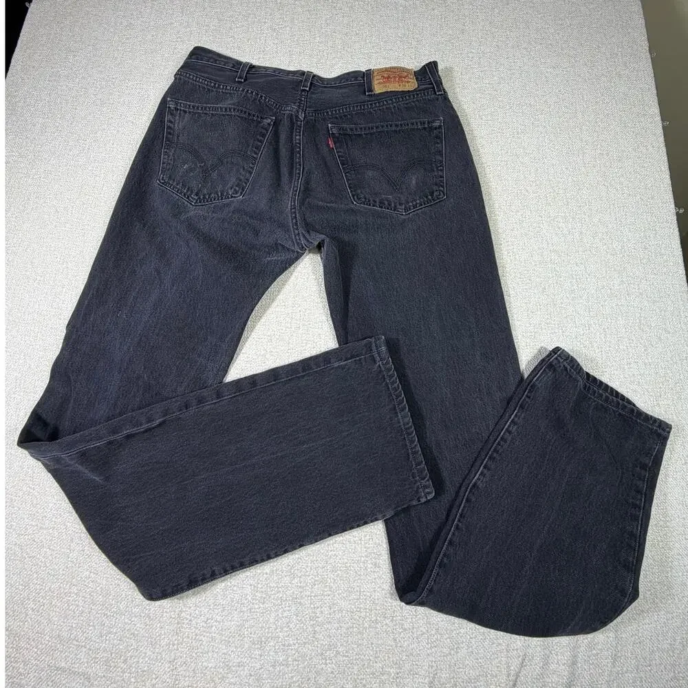 Levi’s 501 Men Black 38x38 Button Fly 5 Pocket Denim Jeans Made in Mexico Casual